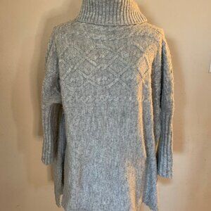 World Market women's One-Size oversized gray cable knit turtleneck sweater